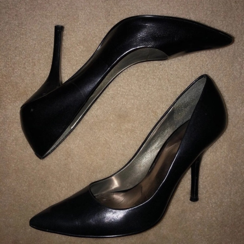Black pointed stiletto heels